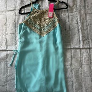 NWT Lilly Pulitzer pearl romper in color Bali blue.